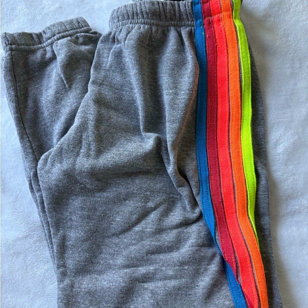 Aviator Nation Gray and Red Joggers with Vibrant Stripes